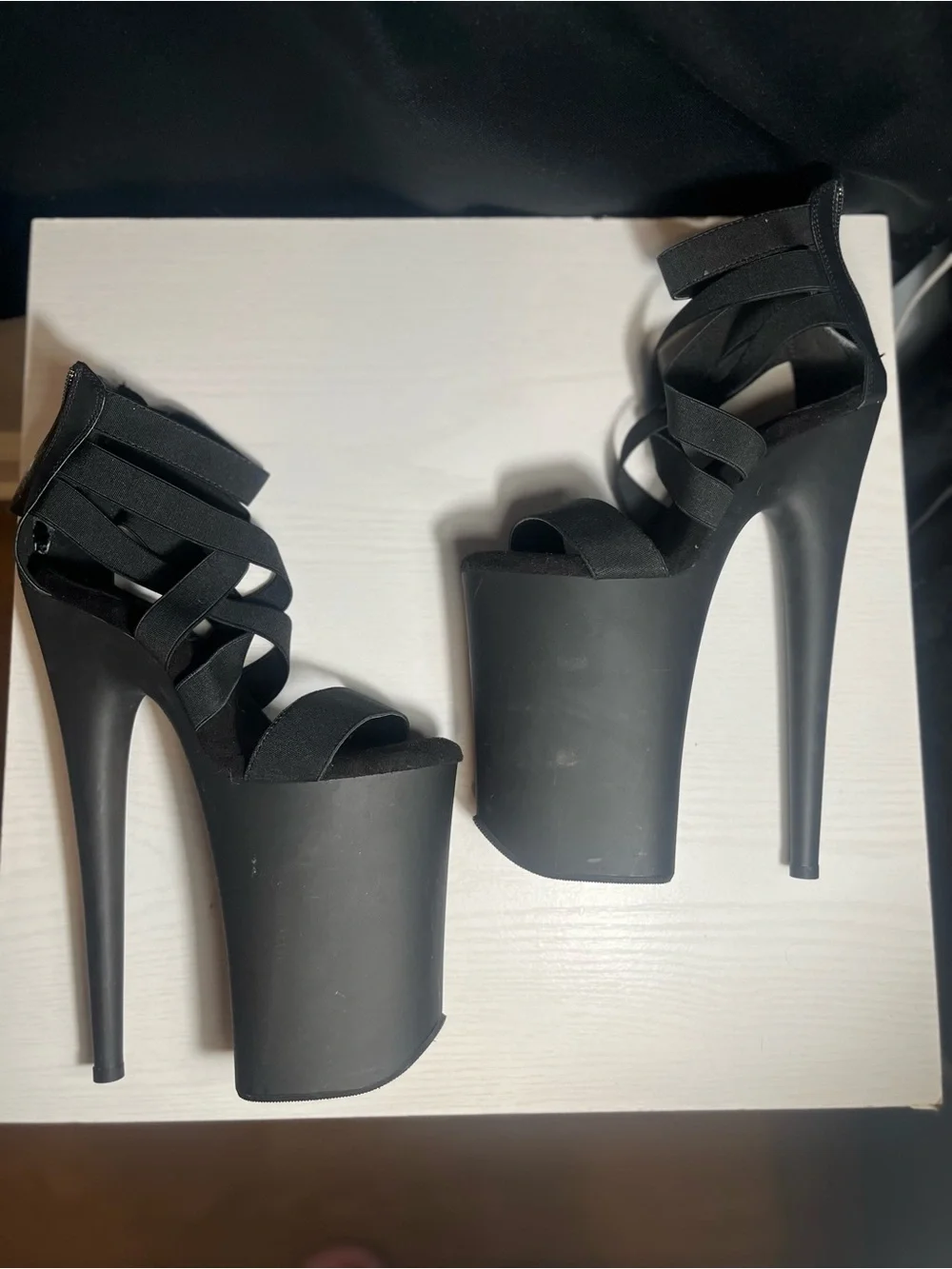 Pleaser Black Strappy Platform Heels
